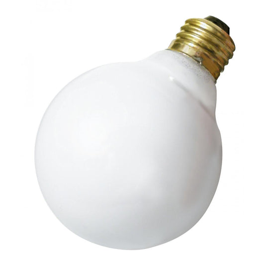 image of 25 Watt G30 Incandescent - Gloss White - 2500 Average rated hours - 150 Lumens - Medium base - 120 Volt