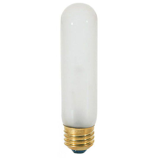 image of 25 Watt T10 Incandescent - Frost - 2000 Average rated hours - 200 Lumens - Medium base - 120 Volt - Carded