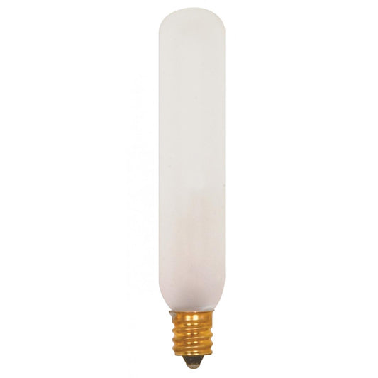 15 Watt T6 Incandescent - Frost - 2500 Average rated hours - 90 Lumens - Candelabra base - 120 Volt - 2-Card