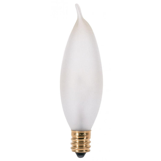 image of 15 Watt CA8 Incandescent - Frost - 1500 Average rated hours - 95 Lumens - Candelabra base - 120 Volt - 2-Card