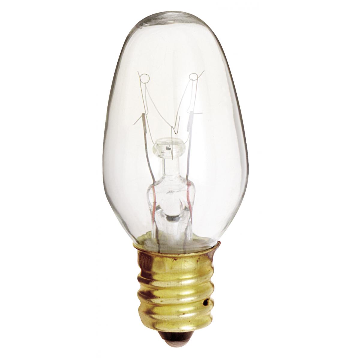 image of 7 Watt C7 Incandescent - Clear - 3000 Average rated hours - 35 Lumens - Candelabra base - 120 Volt - 2-Card