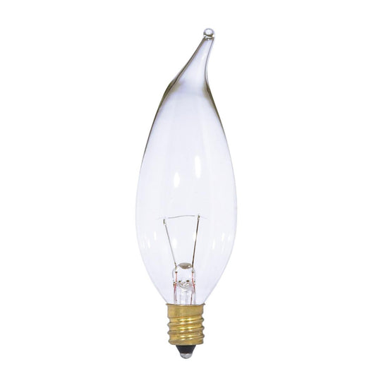 image of 25 Watt CA10 Incandescent - Clear - 1500 Average rated hours - 250 Lumens - Candelabra base - 12 Volt