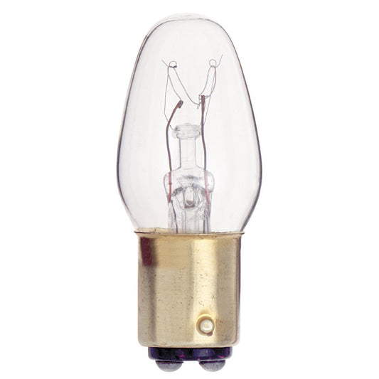 image of 10 Watt C7 Incandescent - Clear - 2500 Average rated hours - 60 Lumens - DC Bay base - 130 Volt