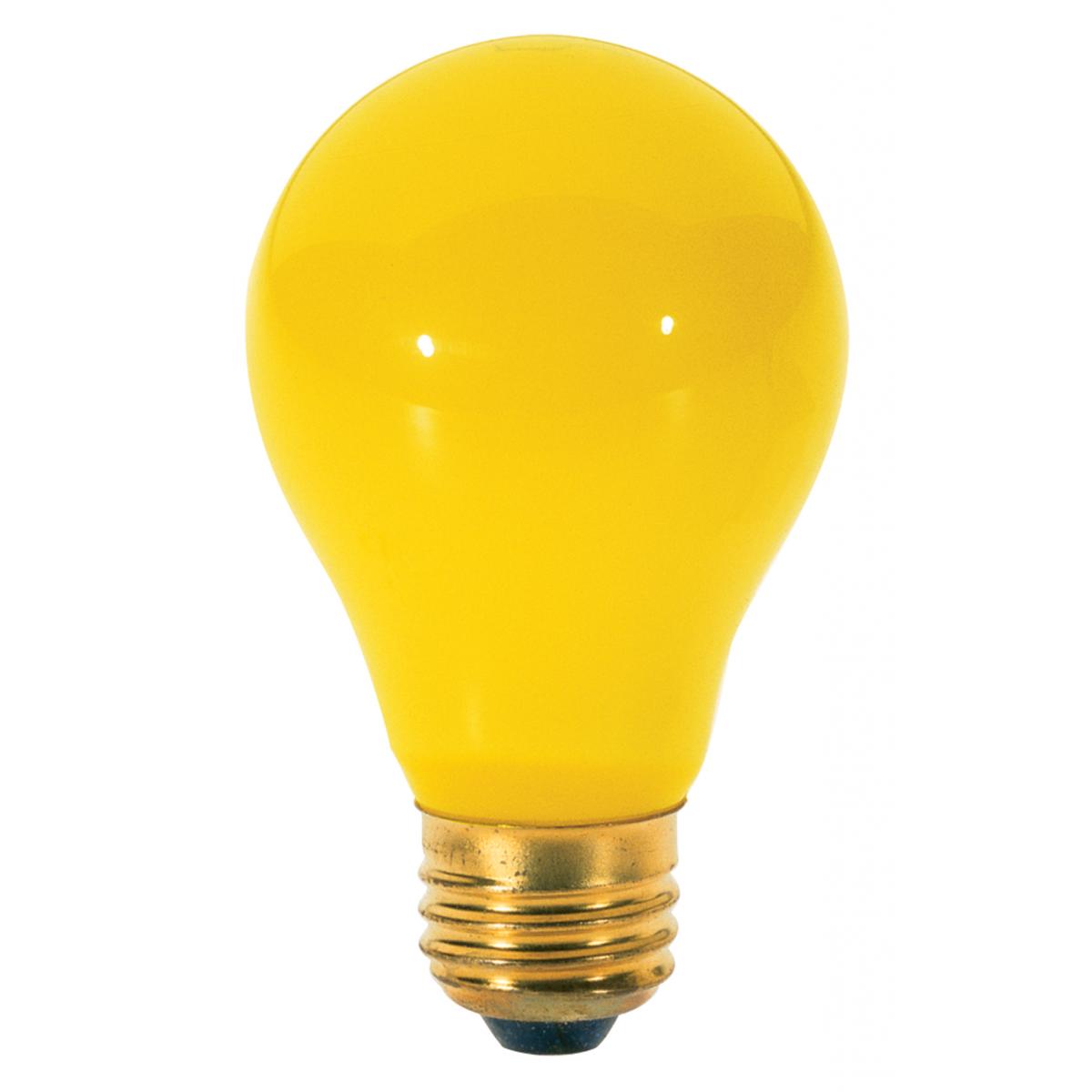 image of 60 Watt A19 Incandescent - Yellow - 2000 Average rated hours - Medium base - 130 Volt - 2/Pack