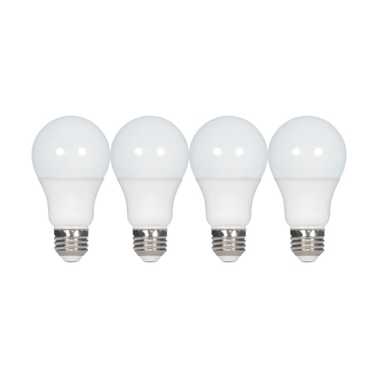 image of 9.5 Watt - A19 LED - Frosted - 2700K - Medium base - 220 deg. Beam Angle - 120 Volt - Non-Dimmable - 4-Pack