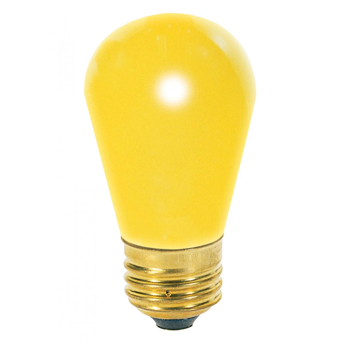11 Watt S14 Incandescent - Ceramic Yellow - 2500 Average rated hours - Medium base - 130 Volt