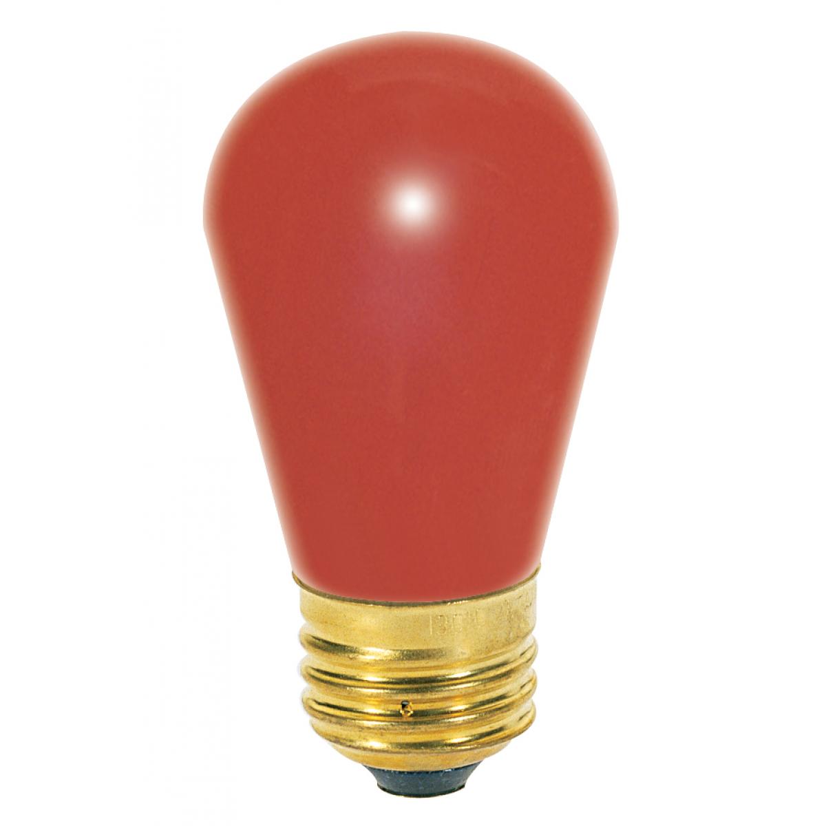 11 Watt S14 Incandescent - Ceramic Red - 2500 Average rated hours - Medium base - 130 Volt