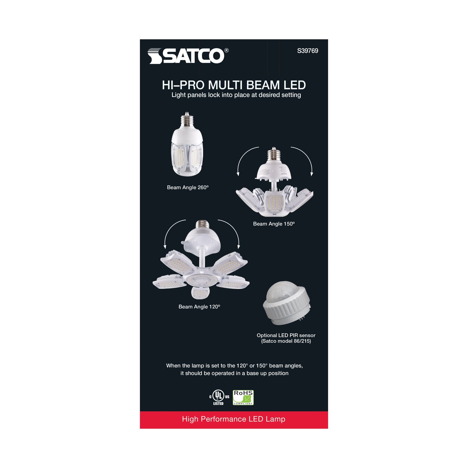 image of 75 Watt LED HID Replacement - 5000K - Mogul Extended base - Adjustable Beam Angle - Type B Ballast Bypass -100-277 Volt