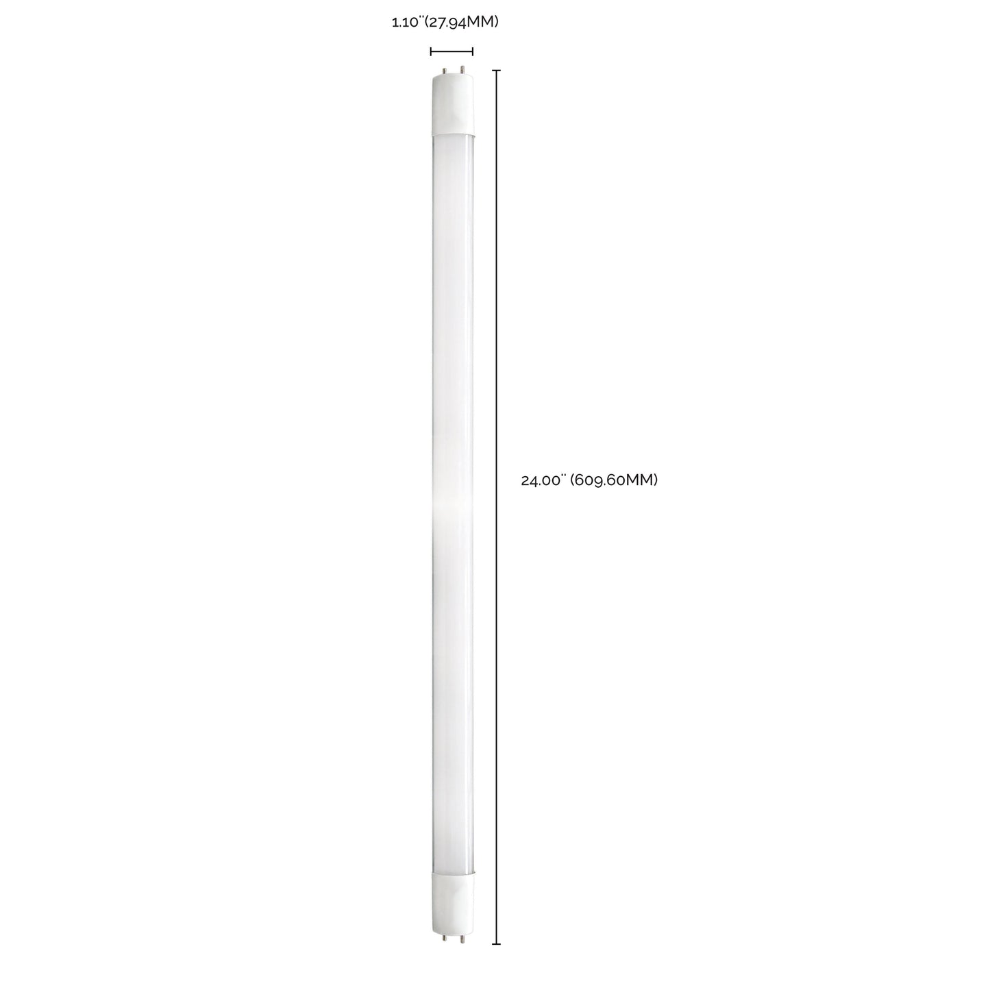 image of 9 Watt T8 LED - 2Ft - 3000K - Medium Bi Pin base - 50000 Average rated hours - 1100 Lumens - Type B - Ballast Bypass - Single or Double Ended Wiring