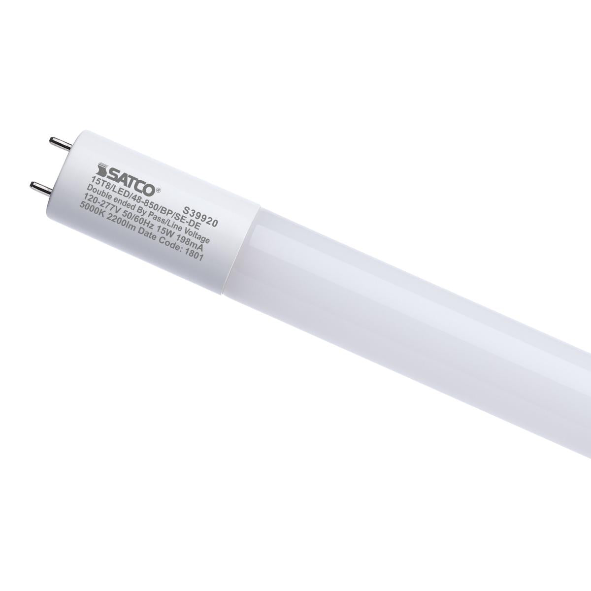 15 Watt 4 Foot T8 LED - 5000K CCT - Medium Bi Pin Base - Ballast Bypass - Single or Double Ended Wiring - 120-277 Volt