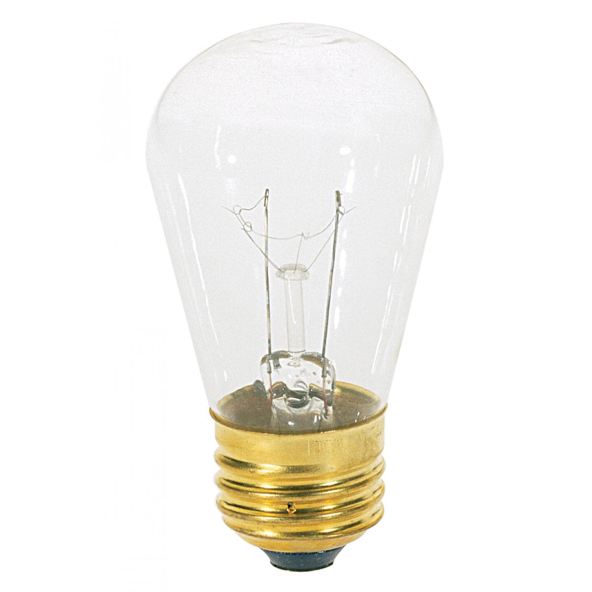 11 Watt S14 Incandescent - Clear - 2500 Average rated hours - 80 Lumens - Medium base - 130 Volt - Carded