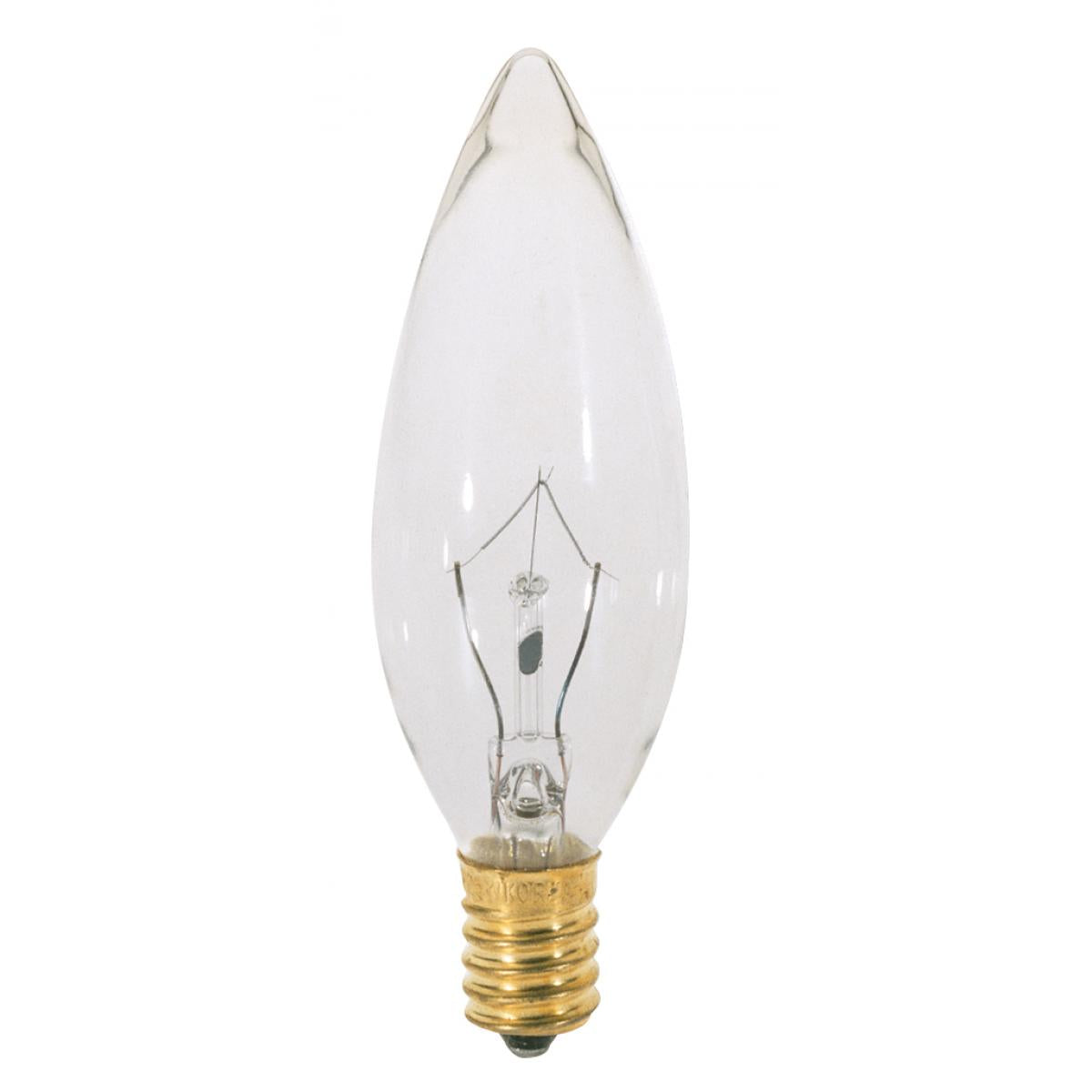 image of 7.5 Watt BA9 1/2 Incandescent - Clear - 3000 Average rated hours - 37 Lumens - Candelabra base - 120 Volt