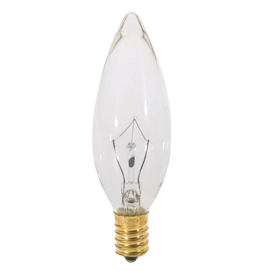 image of 7.5 Watt BA9 1/2 Incandescent - Clear - 3000 Average rated hours - 37 Lumens - Candelabra base - 120 Volt