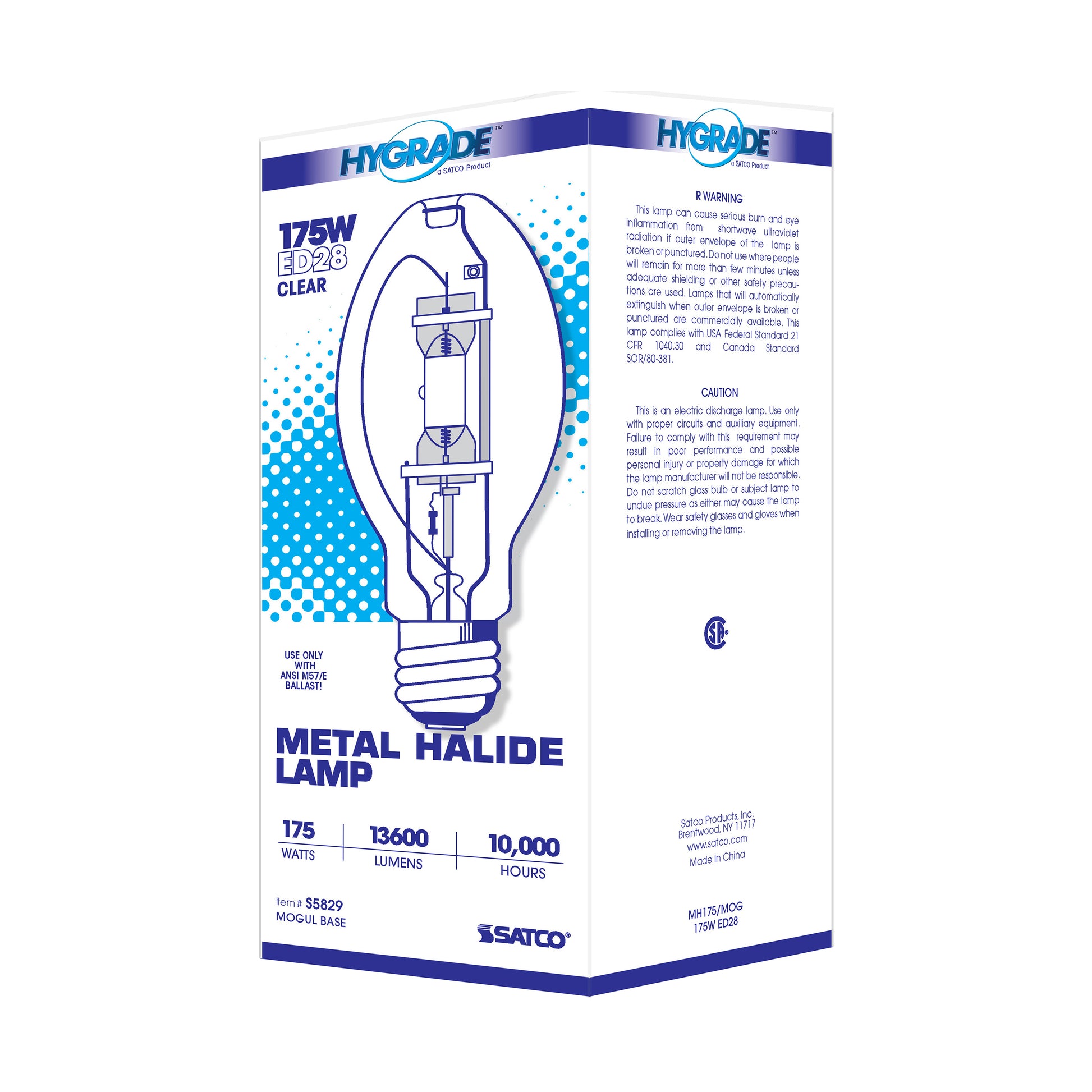 image of 175 Watt - Metal Halide HID - Mogul base - ED28 - Clear - 65 CRI - 4200K