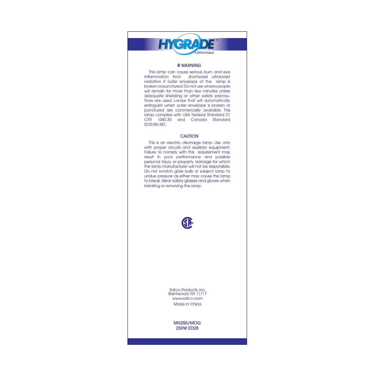 image of 250 Watt - Metal Halide HID - Mogul base - ED28 - Clear - 65 CRI - 4000K