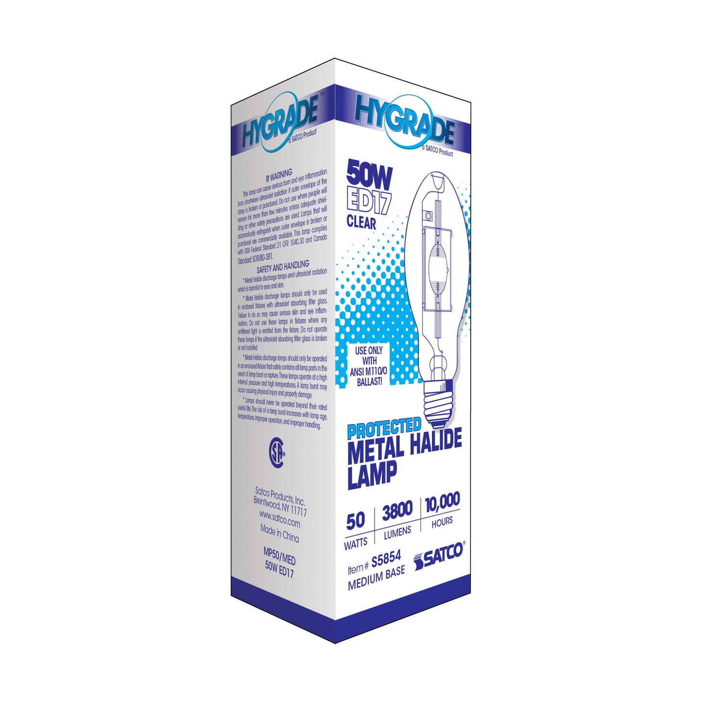 image of 50 Watt - Metal Halide HID - Medium base - ED17 - Clear - 65 CRI - 4000K