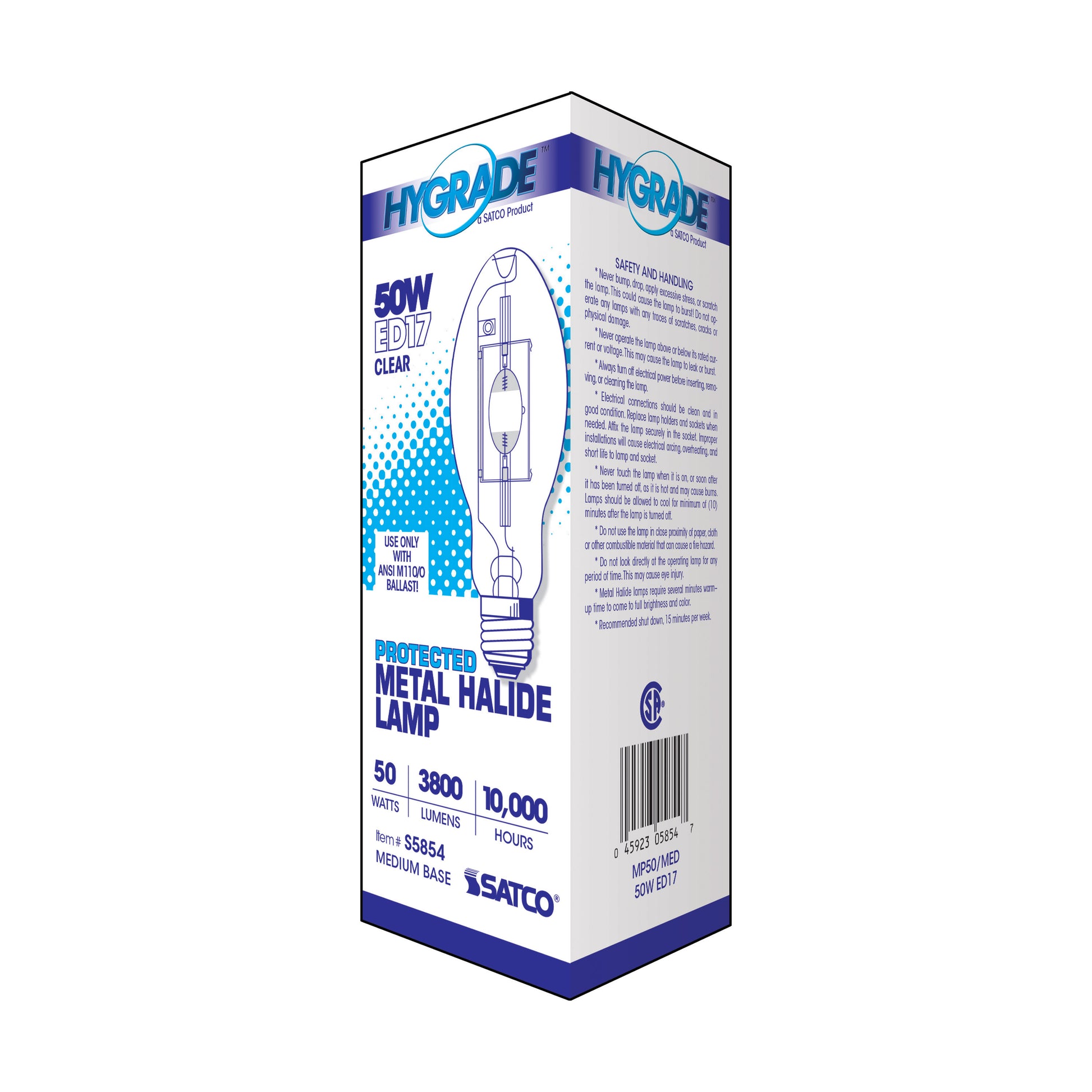 image of 50 Watt - Metal Halide HID - Medium base - ED17 - Clear - 65 CRI - 4000K