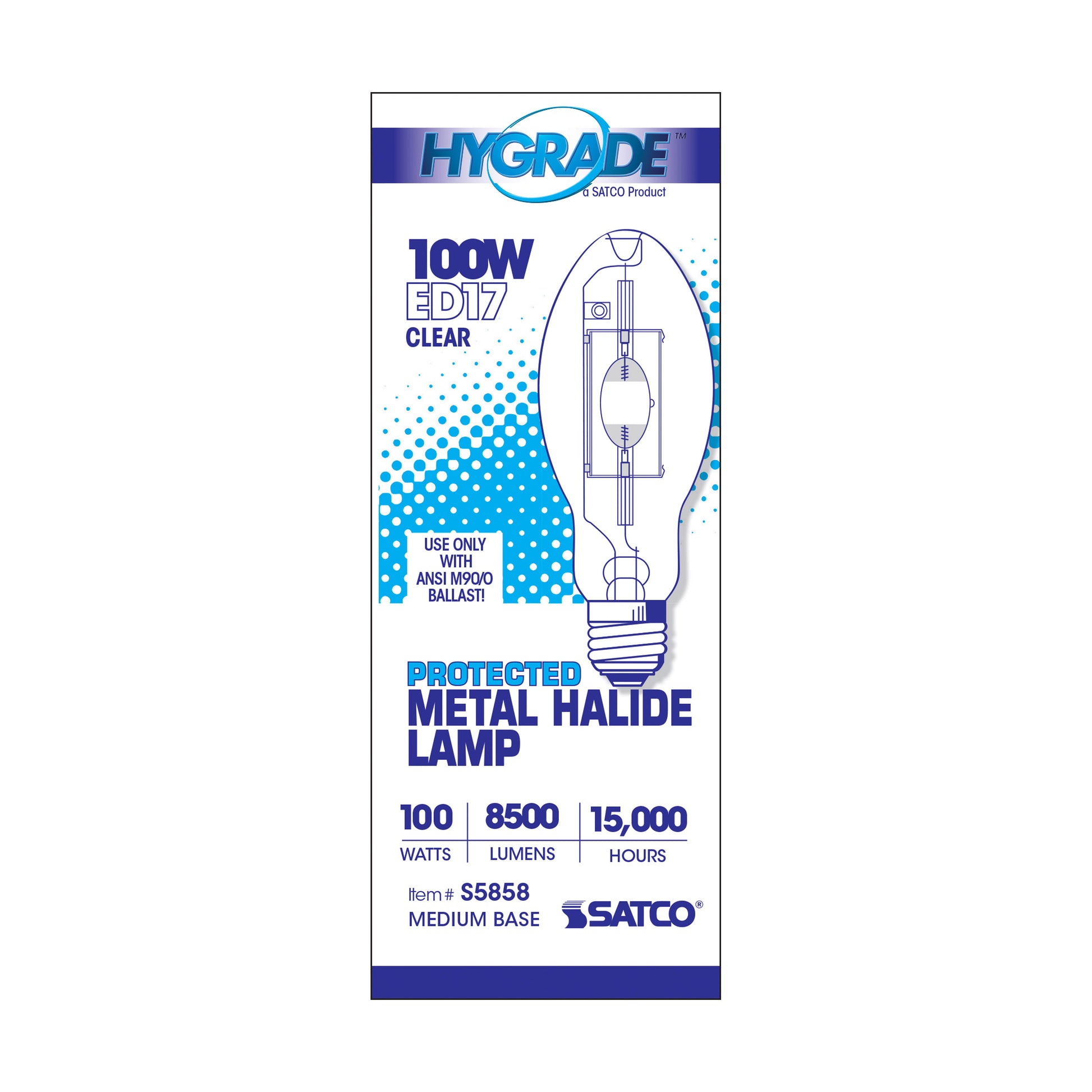image of 100 Watt - Metal Halide HID - Medium base - ED17 - Clear - 65 CRI - 4000K
