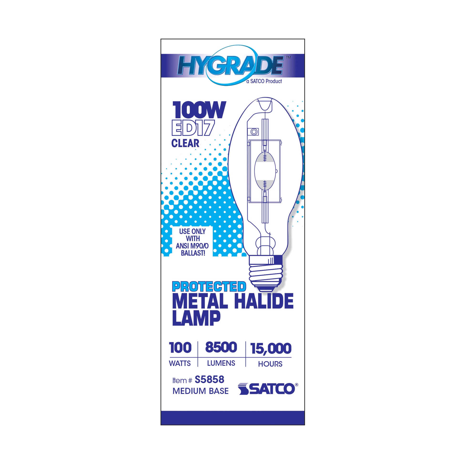 image of 100 Watt - Metal Halide HID - Medium base - ED17 - Clear - 65 CRI - 4000K