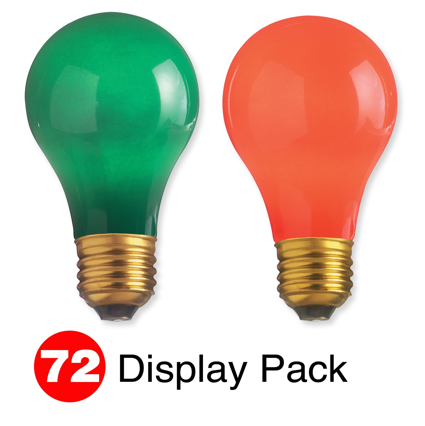 image of Display Pack 72 Total Lamps - A19 25 Watt Incandescent - Medium Base - 36 Red - 36 Green - 1000 Average rated hours - 130 Volt