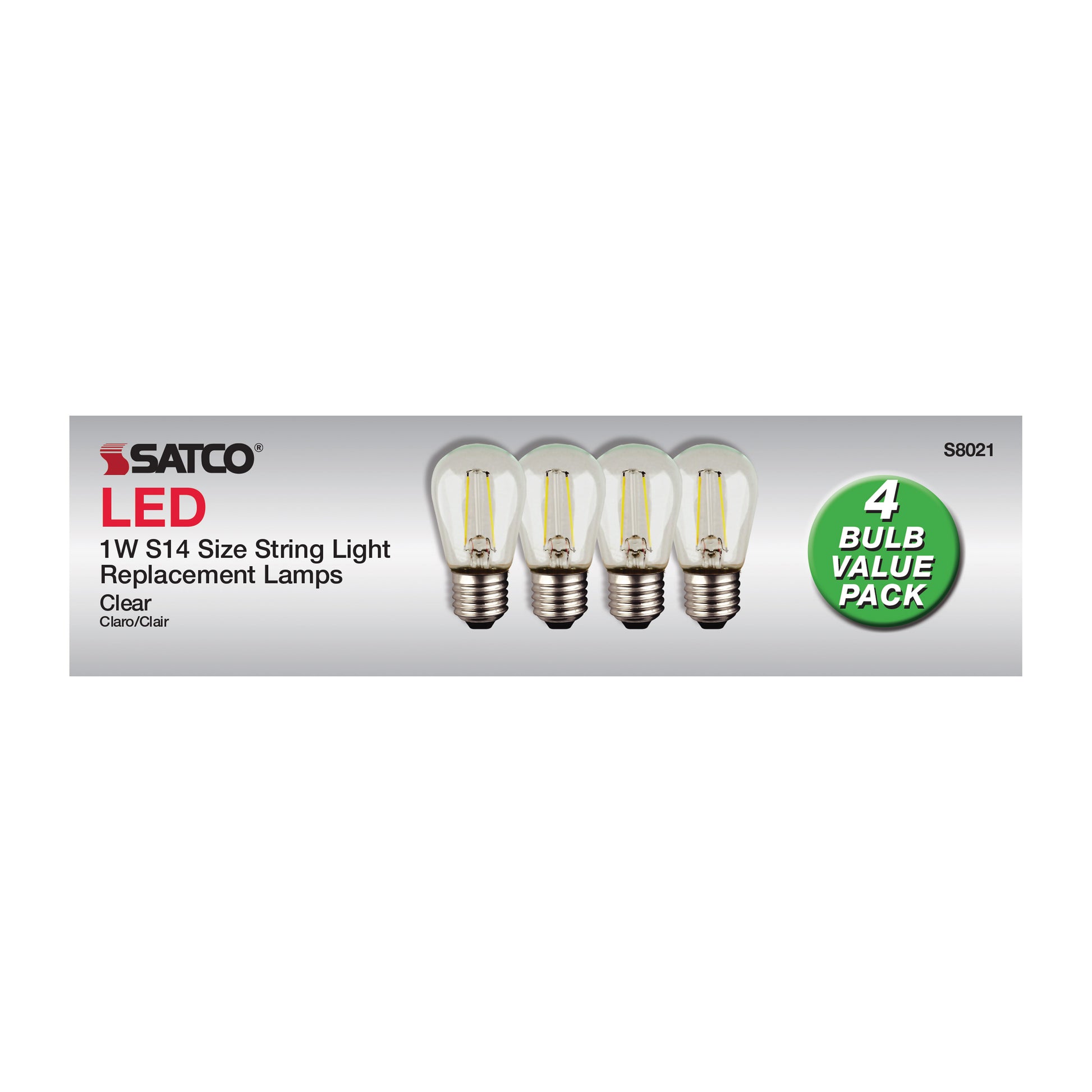 image of S14 LED String Light Replacement Bulb - 2700K - 120 Volt - Replacement 4-pack