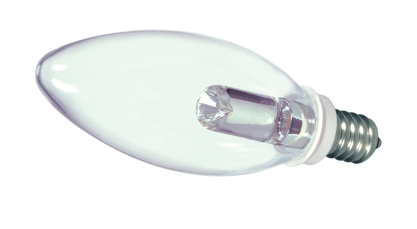 image of 1 Watt LED - BA9 1/2 - Clear - 2700K - Candelabra base - 120 Volt - Carded