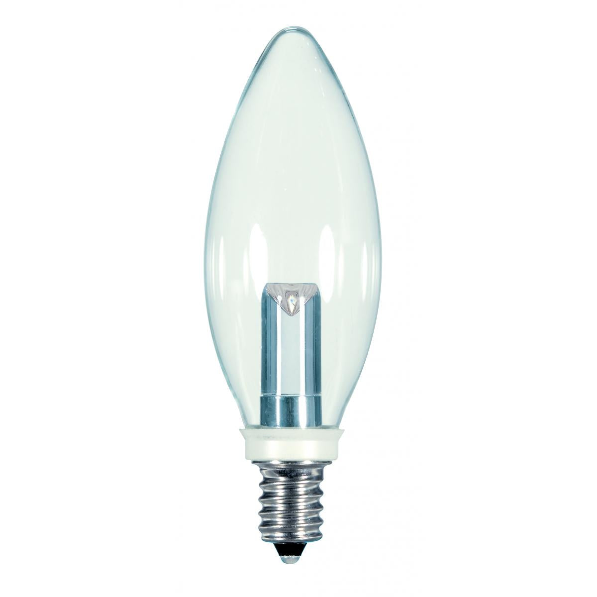 image of 1 Watt LED - BA9 1/2 - Clear - 2700K - Candelabra base - 120 Volt - Carded