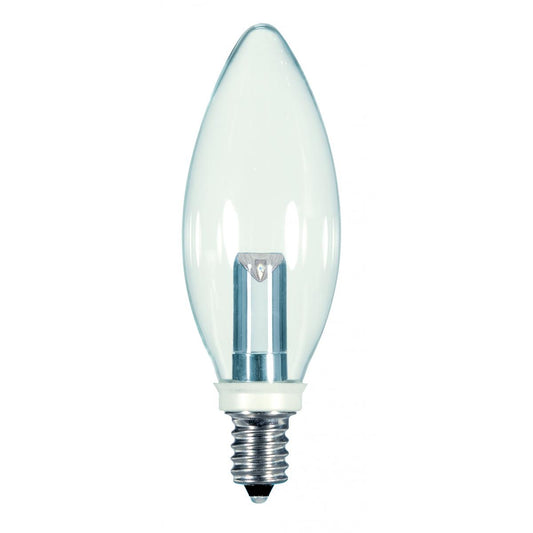 image of 1 Watt LED - BA9 1/2 - Clear - 2700K - Candelabra base - 120 Volt - Carded