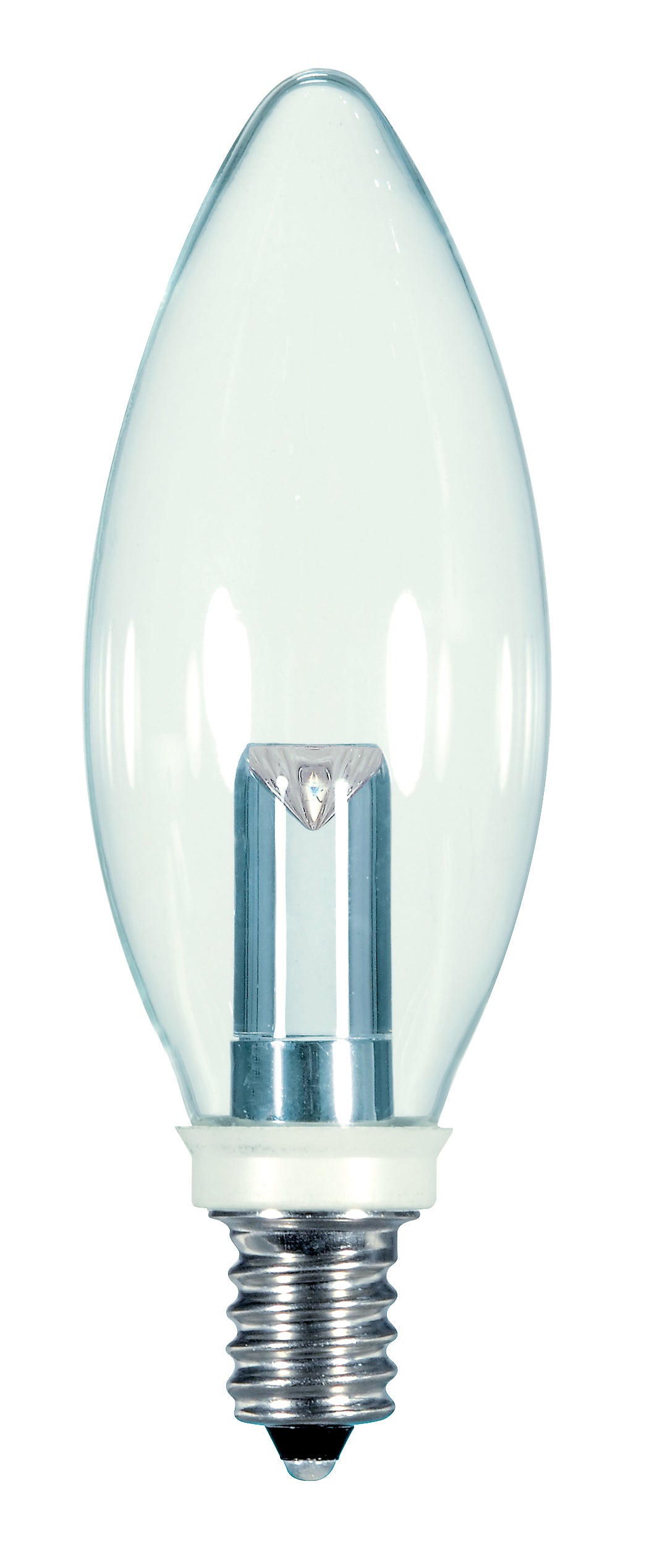 image of 1 Watt LED - BA9 1/2 - Clear - 2700K - Candelabra base - 120 Volt - Carded