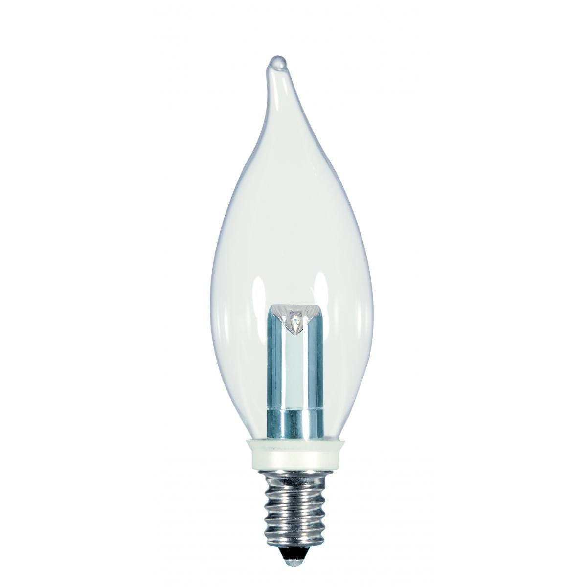 image of 1 Watt LED - CA8 - Clear - 2700K - Candelabra base - 120 Volt - Carded