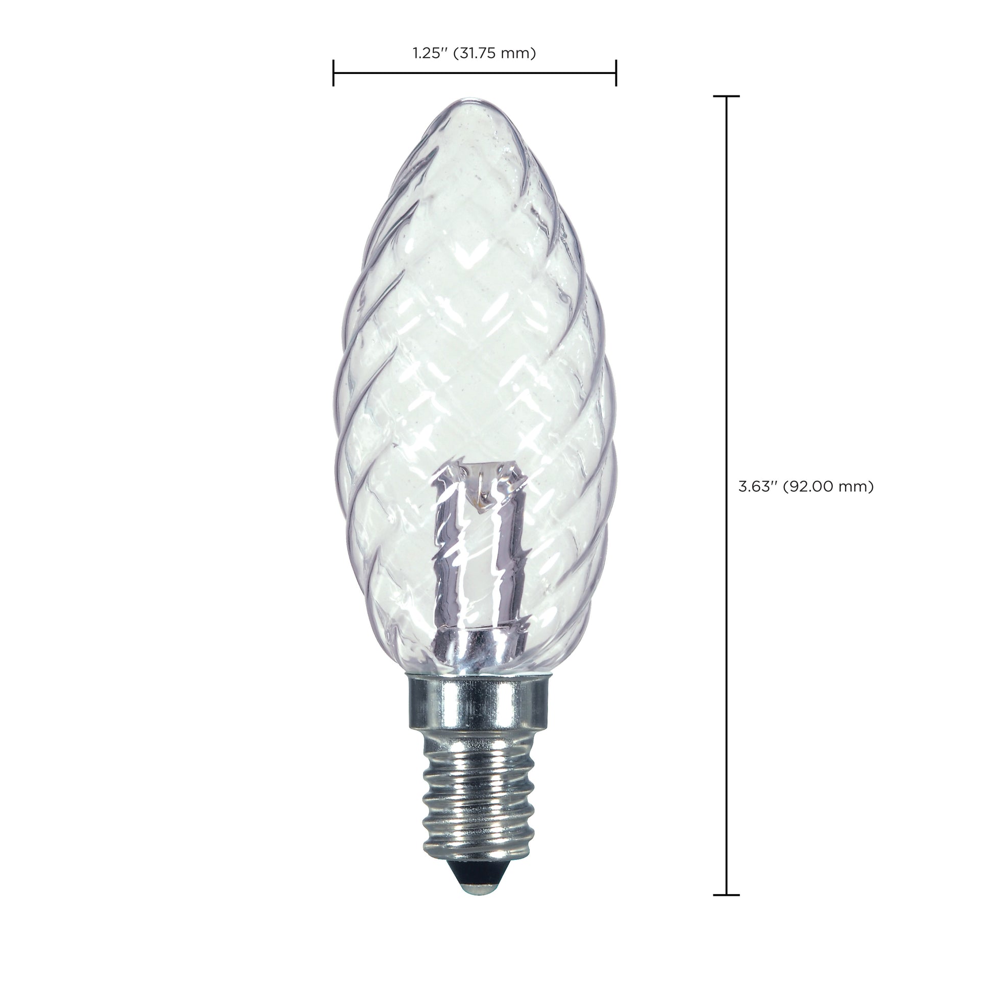 image of 1 Watt LED - BA9 1/2 - Clear - 2700K - Candelabra base - 120 Volt - Carded