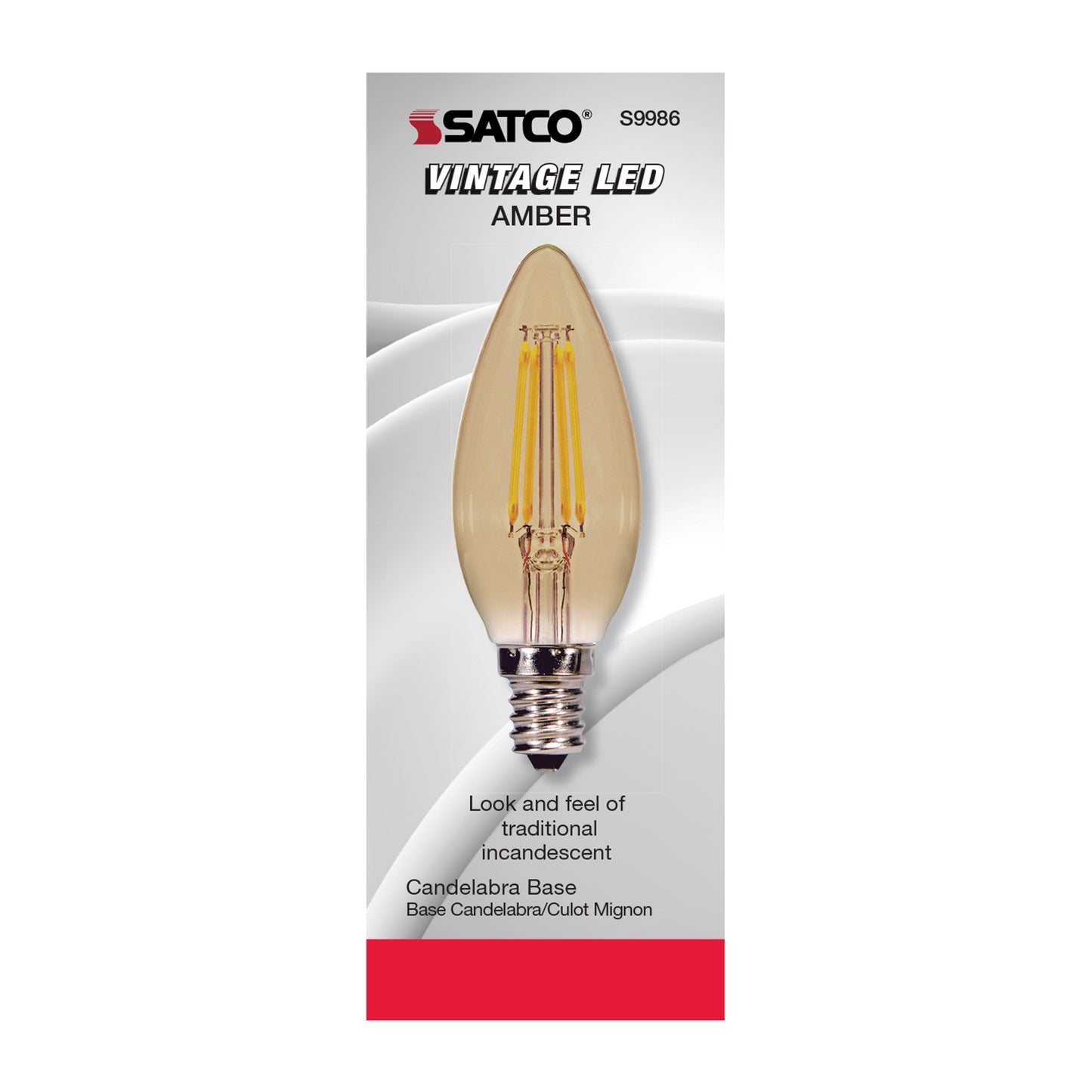 image of 3.5 Watt Torpedo CTA LED - Amber - Candelabra base - 2000K - 300 Lumens - 120 Volt