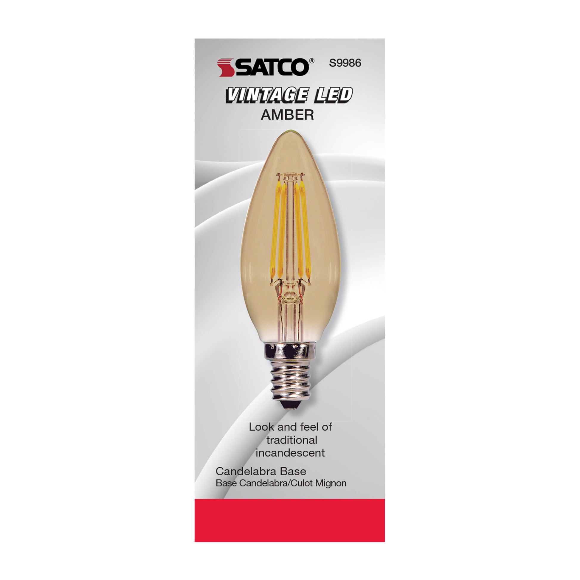 image of 3.5 Watt Torpedo CTA LED - Amber - Candelabra base - 2000K - 300 Lumens - 120 Volt