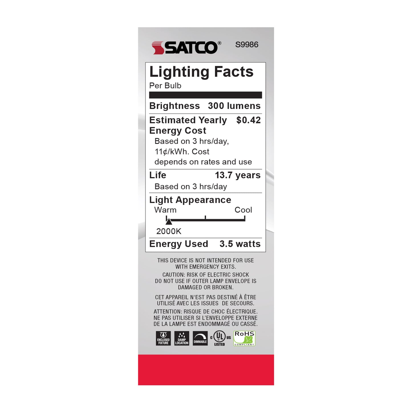 image of 3.5 Watt Torpedo CTA LED - Amber - Candelabra base - 2000K - 300 Lumens - 120 Volt