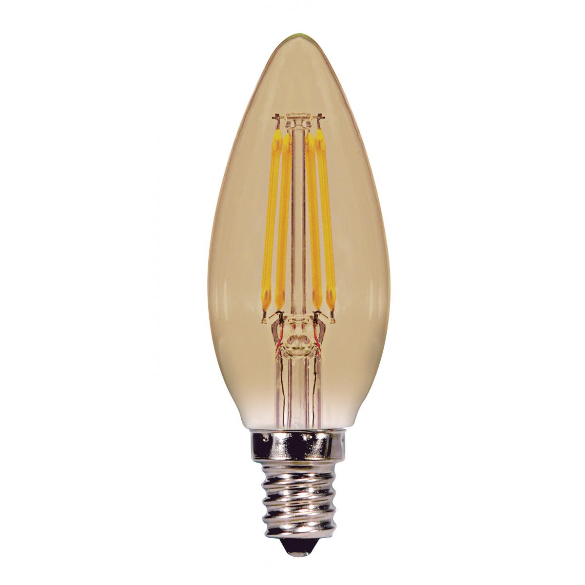 image of 3.5 Watt Torpedo CTA LED - Amber - Candelabra base - 2000K - 300 Lumens - 120 Volt
