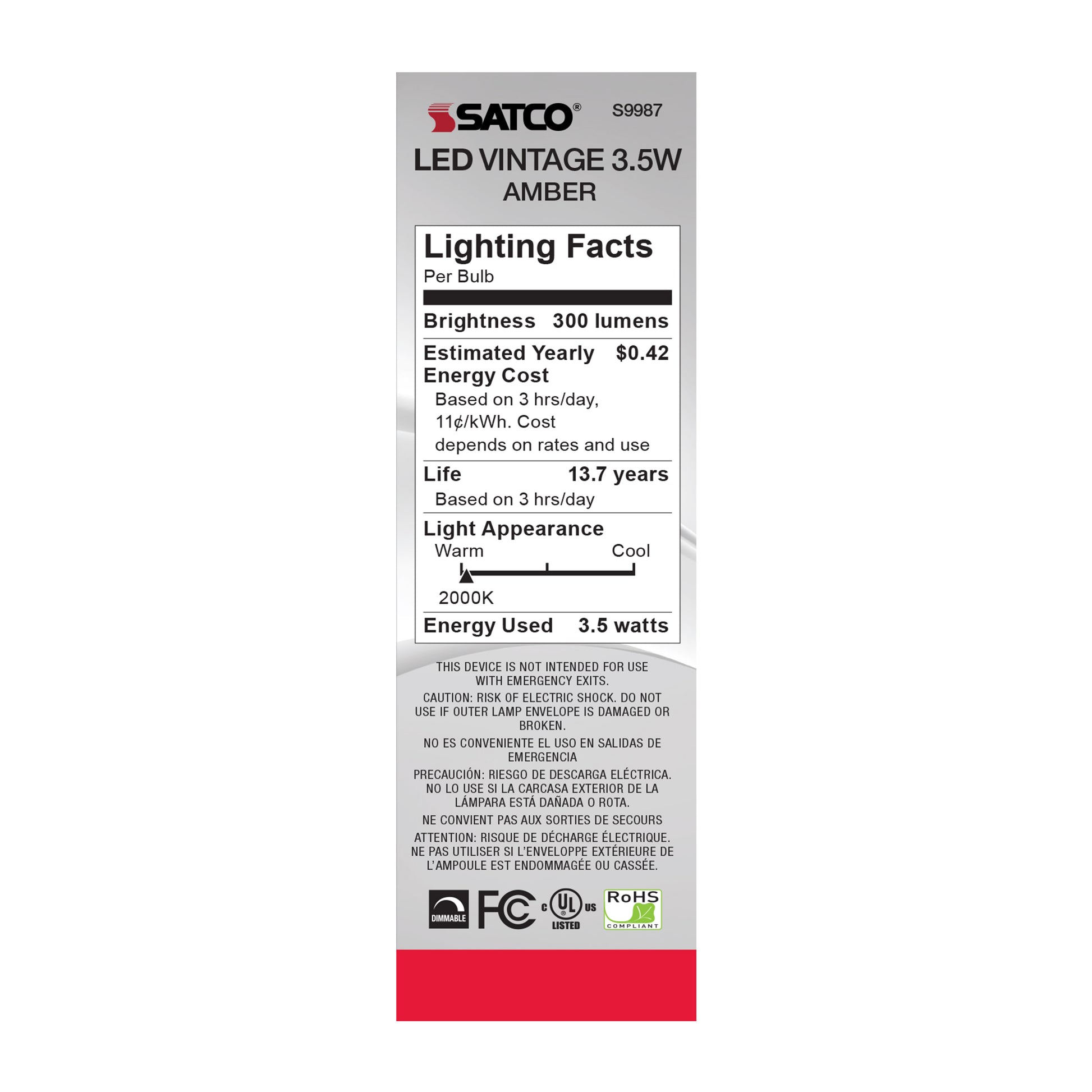 image of 3.5 Watt Flame CFA LED - Amber - Candelabra base - 2000K - 300 Lumens - 120 Volt