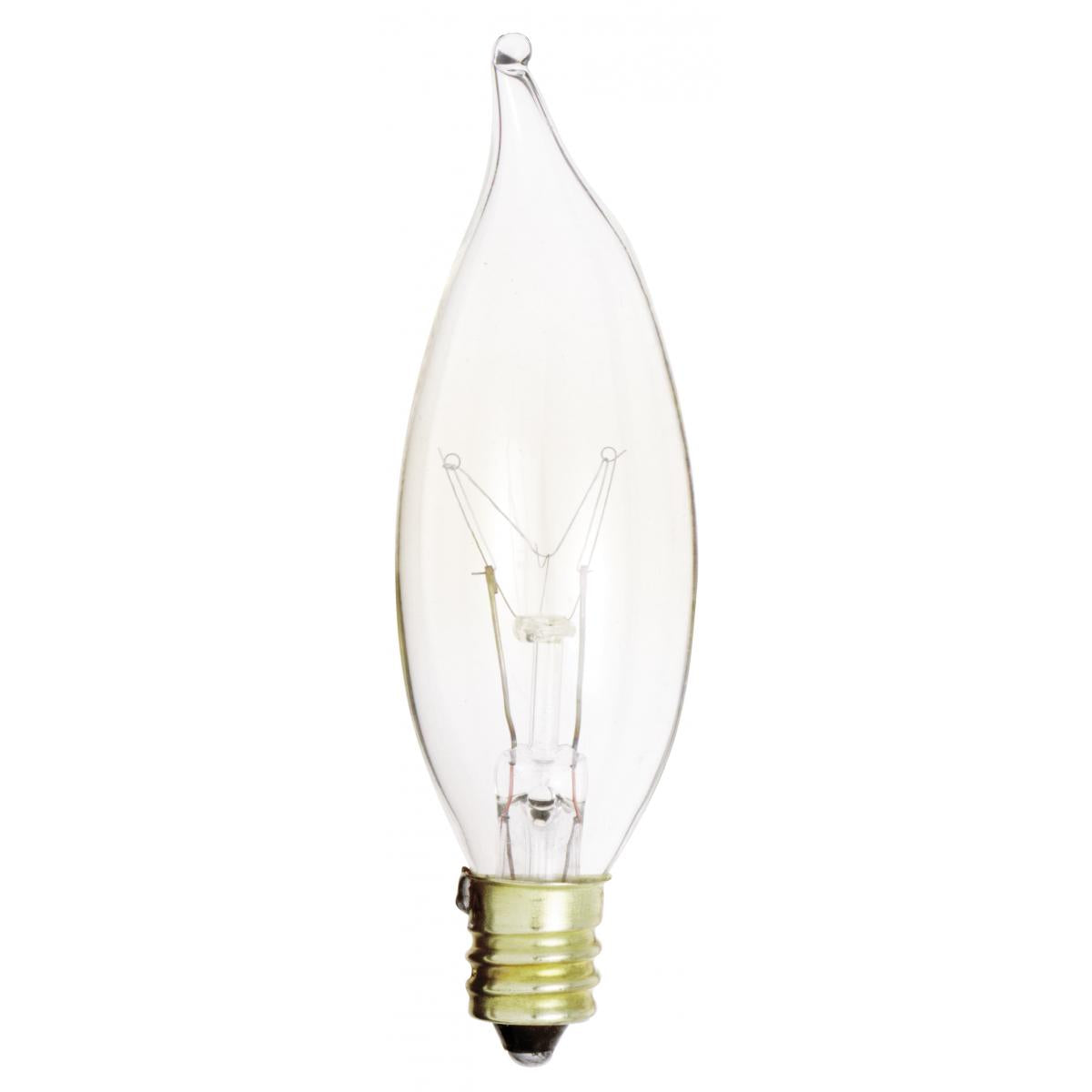 image of 15 Watt CA8 Incandescent - Clear - 2500 Average rated hours - 95 Lumens - Candelabra base - 130 Volt