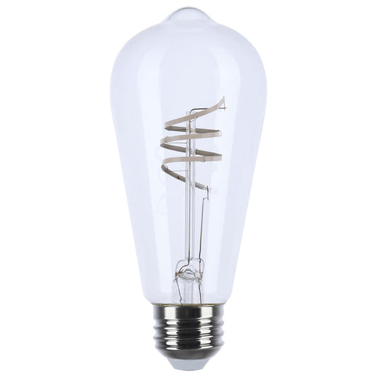 image of 6 Watt LED - Reminiscent - Flex Gray Coil Filament - ST19 - Medium Base - 2700K CCT - Clear - 120 Volt