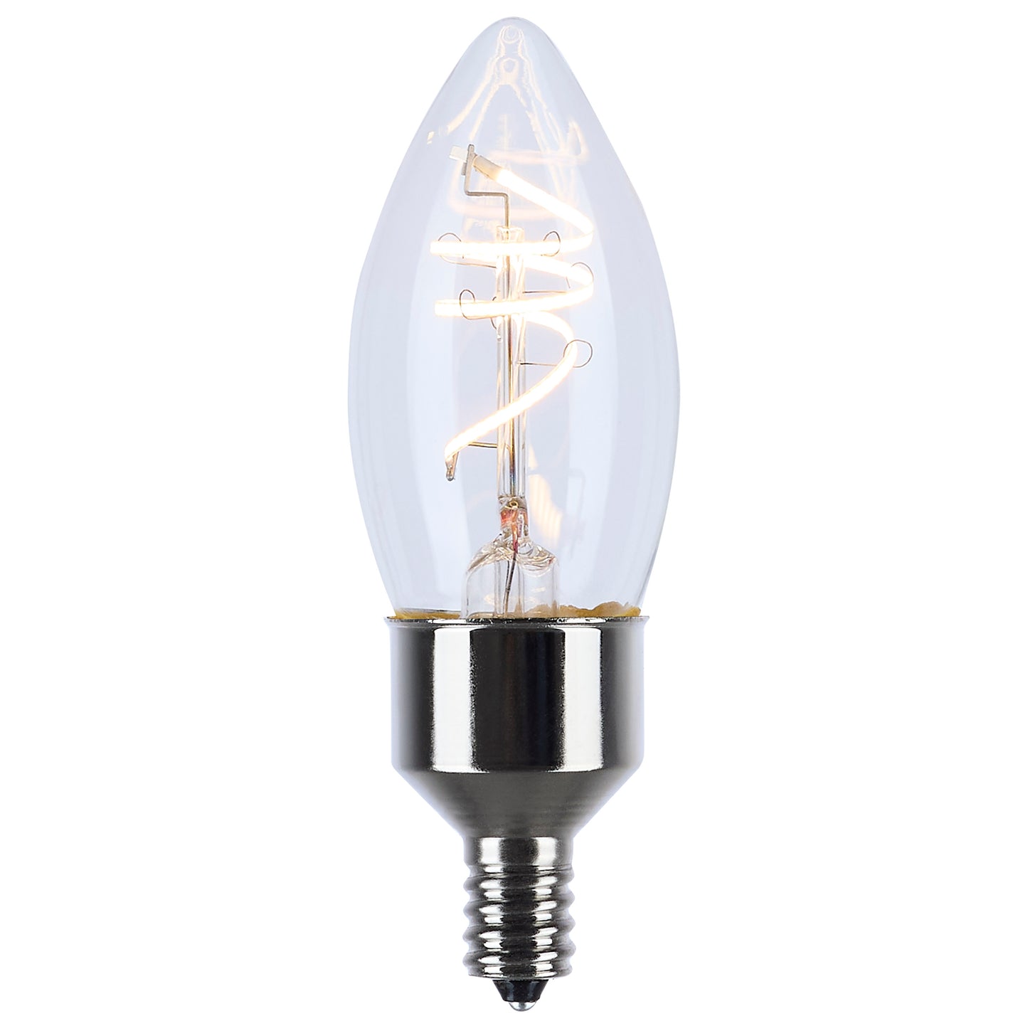 image of 4 Watt LED - Reminiscent - Flex Gray Coil Filament - B11 - Candelabra Base - 2700K CCT - Clear - 120 Volt - 2-Pack