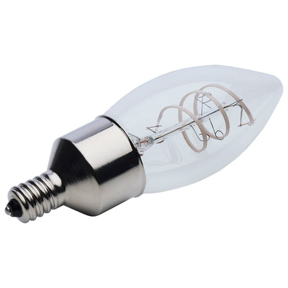 image of 4 Watt LED - Reminiscent - Flex Gray Coil Filament - B11 - Candelabra Base - 2700K CCT - Clear - 120 Volt - 2-Pack