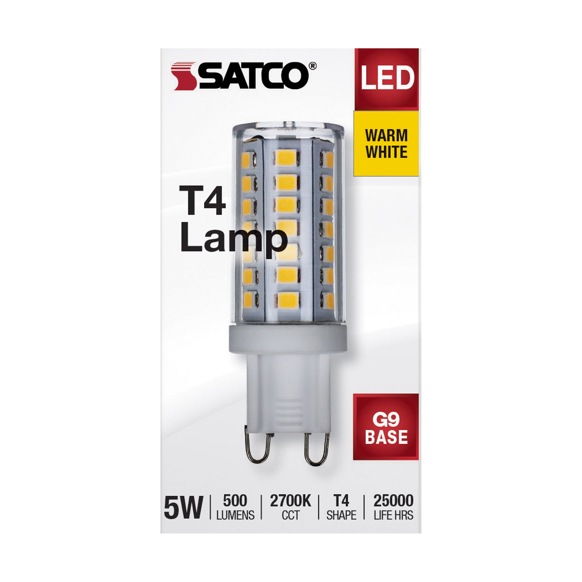 image of 5 Watt G9 LED - Clear - 2700K - T4 Shape - 120 Volt