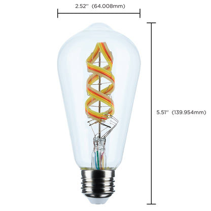 image of 6 Watt - ST19 LED - 2700K-5000K RGB/Tunable White - Starfish IOT - Clear - Medium Base - 120 Volt