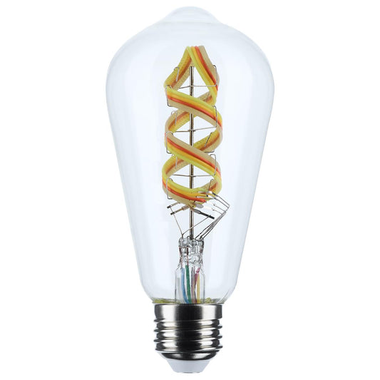 6 Watt - ST19 LED - 2700K-5000K RGB/Tunable White - Starfish IOT - Clear - Medium Base - 120 Volt