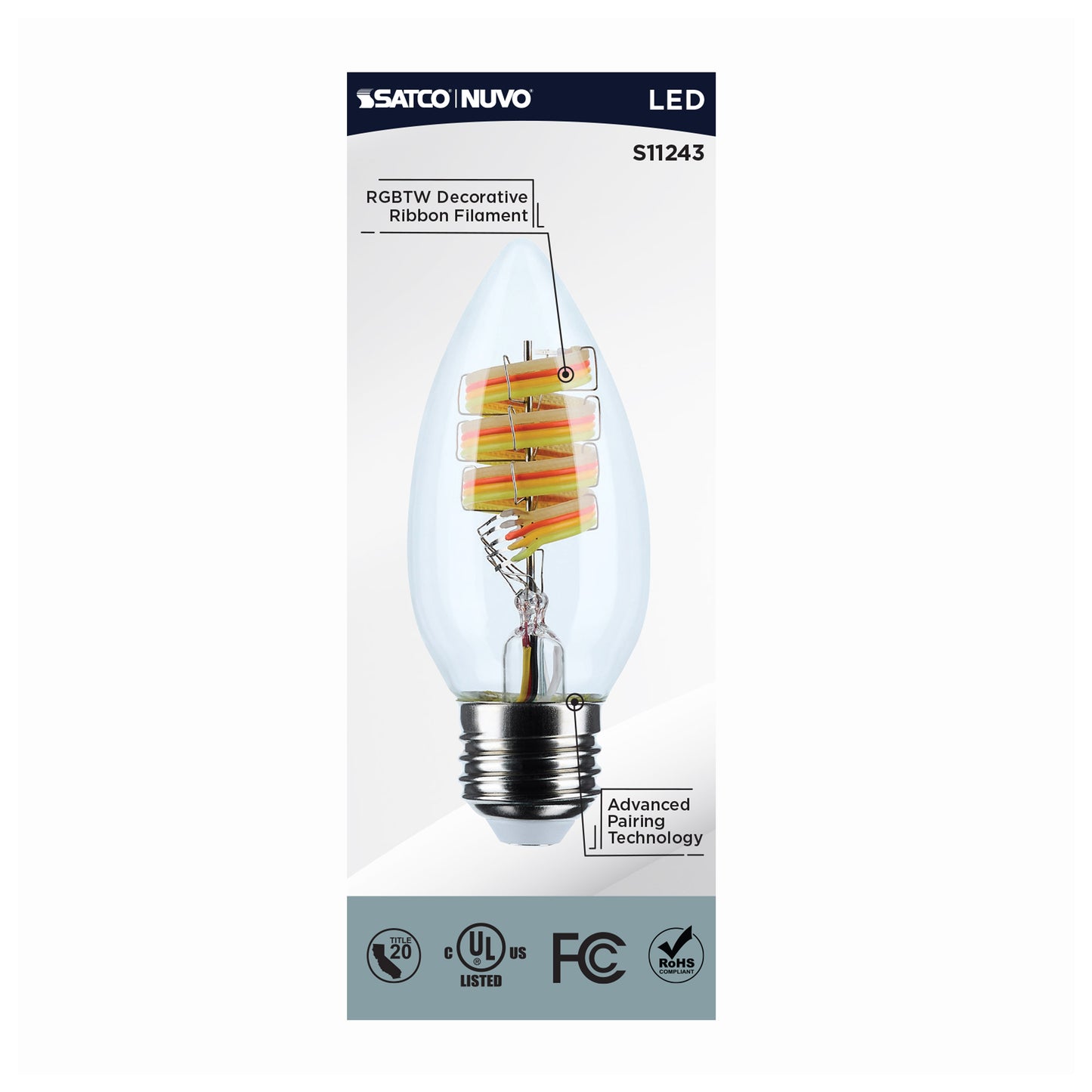 image of 4 Watt - B11 LED - 2700K-5000K RGB/Tunable White - Starfish IOT - Clear - Medium Base - 120 Volt