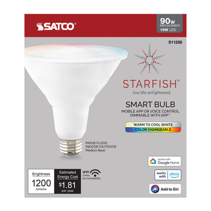image of 15 Watt - PAR38 LED - RGB & Tunable White - Starfish IOT - 120 Volt - 1200 Lumens