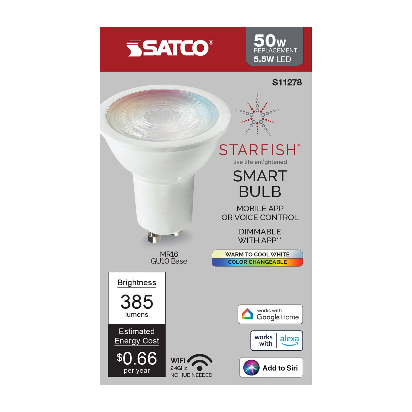 image of 5.5 Watt - MR16 LED - Tunable White - Starfish IOT - 120 Volt - 385 Lumens - RGBW - T20 - 90 CRI