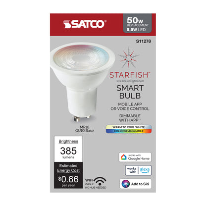 image of 5.5 Watt - MR16 LED - Tunable White - Starfish IOT - 120 Volt - 385 Lumens - RGBW - T20 - 90 CRI