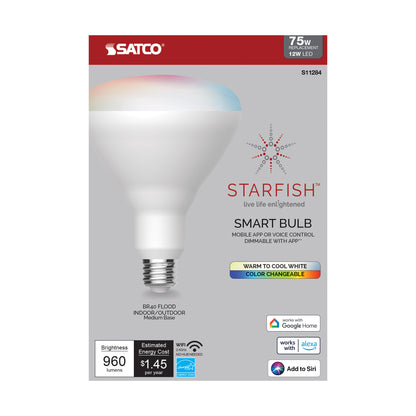 image of 12 Watt - BR40 LED - RGB & Tunable White - Starfish IOT - Medium Base - 120 Volt