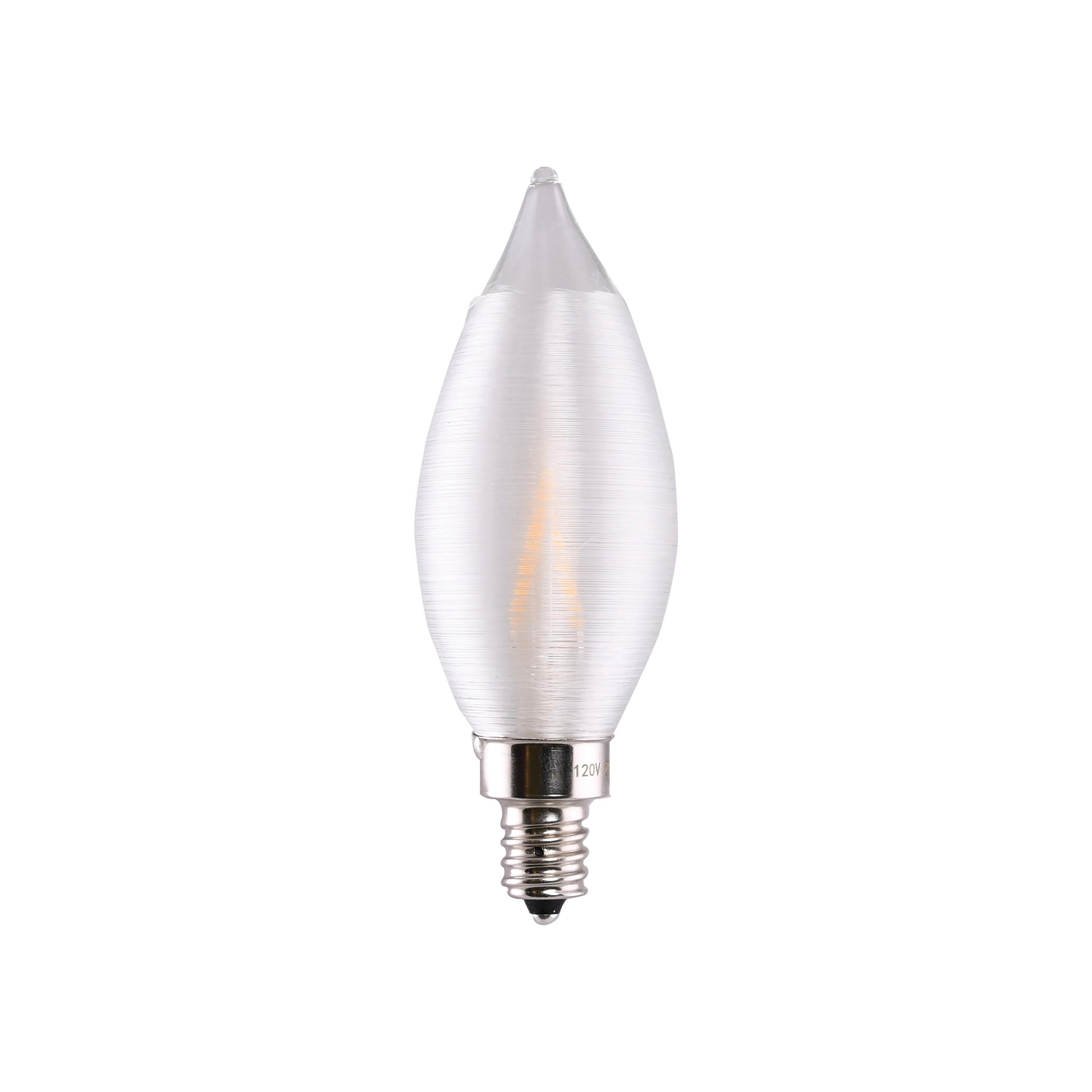 image of 2 Watt CA11 LED - Satin Spun Clear - Candelabra base - 2700K - 120 Volt