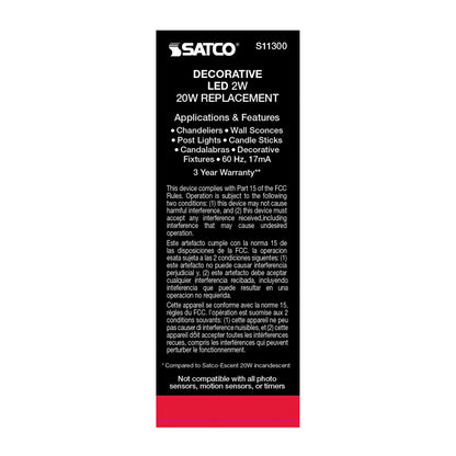 image of 2 Watt CA11 LED - Satin Spun Clear - Candelabra base - 2700K - 120 Volt